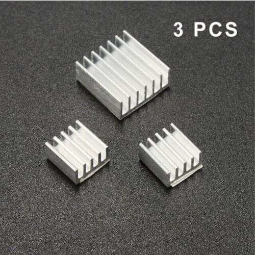 3pcs + Adhesive Raspberry Pi 3 Heatsink Cooler Pure Aluminum Heat Sink Set Kit Radiator For Cooling Raspberry DIY Maker Kit