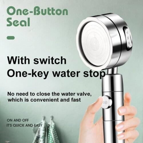 High Pressure Water Saving Spray Shower Head Rainfall Filter Bathroom Hand-held Pressurized Massage Showerhead With Stop Button