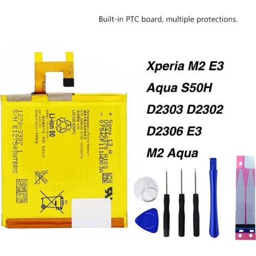 Original Battery for Sony Xperia M2 E3 Aqua S50H D2303 D2302 D2306 E3 M2 Aqua 2330mAh