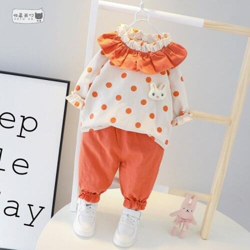 2020 Autumn new born baby girl clothes outfit sets long sleeve polka dot tops + pants suit toddler baby birthday clothing sets