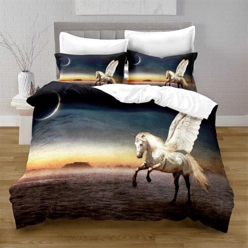 3D Printing Animal Style Duvet Cover with Pillowcase Bedroom Decoration Horse Bedding Queen Bedding Bedroom Set King Size Bed