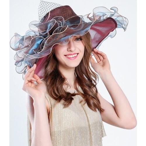 Weddings Hat Women Straw Fedora Black Wide Vintage Ladies Church Dress Hats