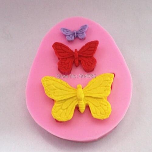 2x Lace Shaped Silicone Mold Mould Fondant Cake Decoration Baking Tool Flower Rose Butterfly (Butterfly)