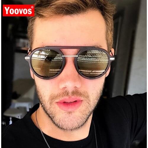 Yoovos Round Punk Sunglasses Men 2021 Metal Retro Luxury Sunglasses Women/Men Brand Designer Lunette De Soleil Femme