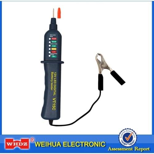 WHDZ VT15C 12V Car Battery Tester Digital Auto Alternator Analyzer Before Charge Check Diagnostic Tool Voltmeter 6 LED Lights