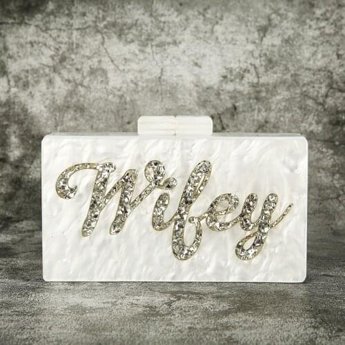 Letter Wifey Vintage Handmade Acrylic Purse Box Clutches Name Shoulder Bags traps Holiday Beach Crossbody Messengers Handbag