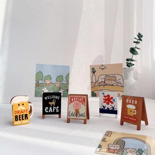 Sharkbang Vintage Coffee Beer Wooden Memo Holder Clip Photo Card Stand Folder Clip Decorative Clip Kawaii Stationery