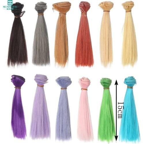 1pcs 15cm*100CM bjd hair black gold brown khaki white grey color straight wig hair for 1/3 1/4 BJD diy