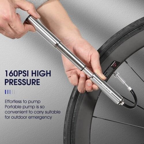 WEST BIKING 160PSI High Pressure Bike Pump Hose MTB Road Bicycle Tire Inflator Schrader Presta Valve Ball Portable Mini Pump