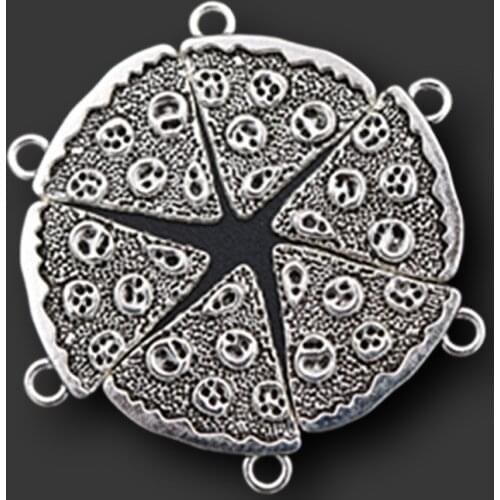 WKOUD 18pcs Silver Color Seafood Pizza Charm Alloy Pendant Bracelet Key Chain DIY Metal Jewelry Findings A1421