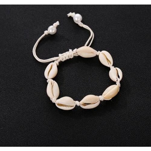 Hot Sale Handmade Natural Seashell Hand Knit Bracelet Shell Bracelets Women Accessories Beaded Strand womens Bracelet Gift