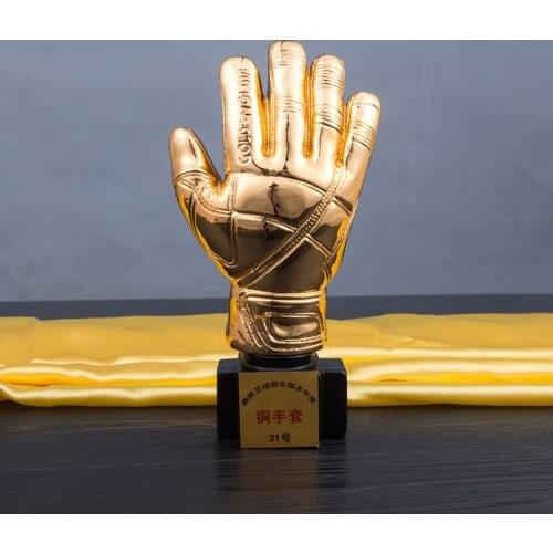 Football match golden gloves trophy trophy plating goalkeeper award three color available