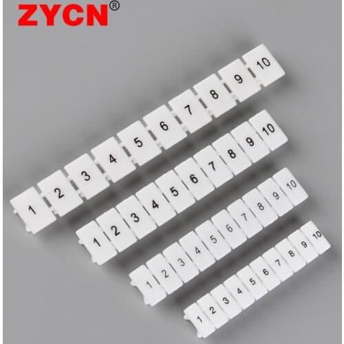 ZYCN 1PC Mark Strip ZB6 Uk2.5 For UK Terminal Blocks Accessories 1-10 Standard Number Blank ST /PT DIN Rail Label ZB5