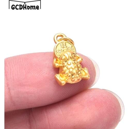 10PC Golden toad Antique DIY Keychain ring Pendant ornament Miniature Fitting Keychain Pendant