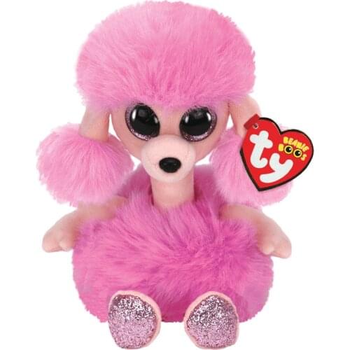 15 CM Ty Beanie Glittering Big Eyes Camilla Pink Poodle Cute Plush Baby Toy Stuffed Dog Doll Birthday Gift for Boys and Girls