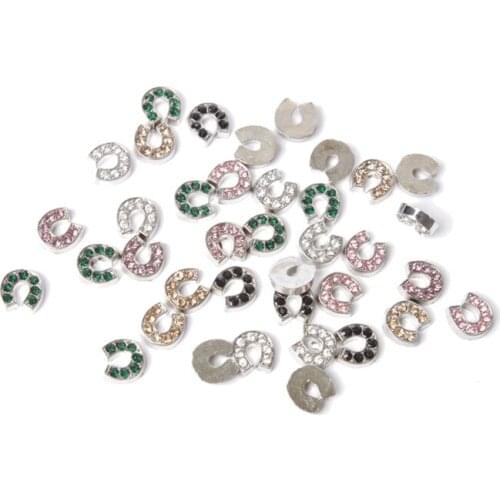 60PCS Mixed Colours Enamel Rhinestone Horseshoe Flatbacks #24927