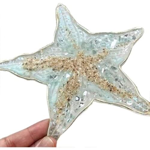 831A Household Coaster Epoxy Mould Starfish Shell Conch Set Marine Series Full Mirror Epoxy Mould Table Wine Tray Home Decor
