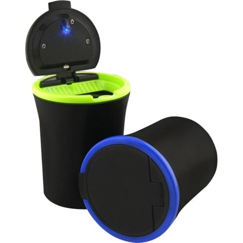Car trash Car Ashtray LED Light Automobile Ashtray Storage Cup with Lid Automotive Interior Supplies Blue Green