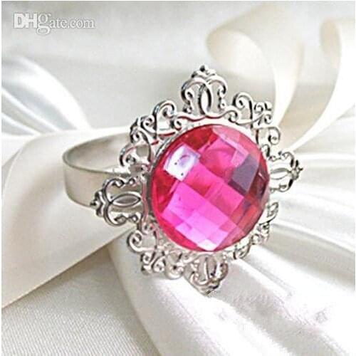 Free Shipping 100ps High Quality Hot Pink Silver Plated Napkin Rings Wedding Favors Table Decoration New Arrivals