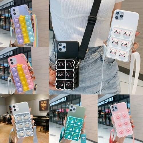 Coin Purses Pop Case For Huawei Mate 40 30 20 10 Lite 30E 40E Nova 3 3i 5T 6 7 8 SE Pro Plus 7i 8i Toys Bubble Wallet Bags Cover