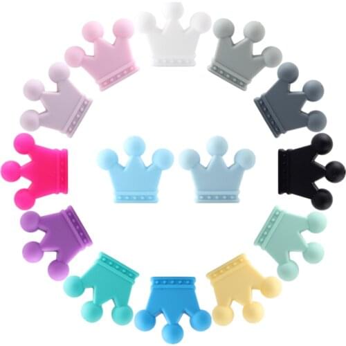 100pcs 35mm Food Grade Crown Silicone Beads Teether Rodents Baby Teething Toy DIY Teethers Necklace Nursing Accessories And Gift