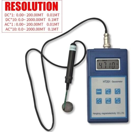 New Professional Digital Gauss Tesla Meter Gaussmeter HT201 Handheld High Precision Measuring Range 0-200mT-2000mT Gauss Tester