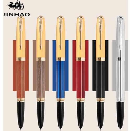 JINHAO 85 Fountain Pen Retro Hooded Nib 0.38mm Metal/Wood Screw Inking Pens for Writing School Office Supplies Stationery