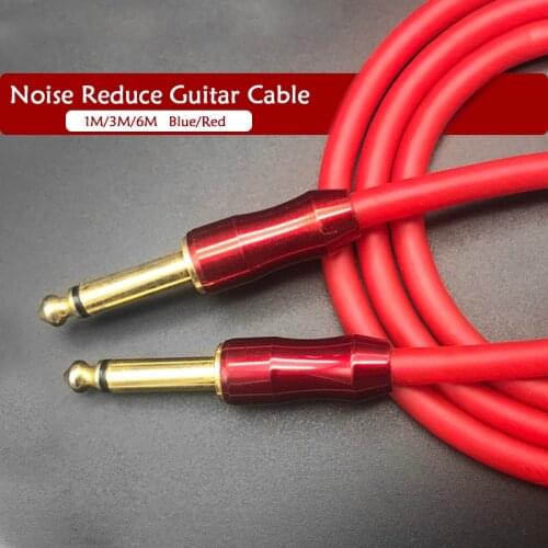 Noise Reduce Guitar Amplifier Cable 6.35 to 6.35mm Gold Connector Jack Audio Cable for Eelectric Guitarra AMP 1.5/3/6M