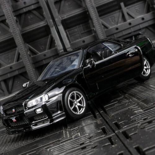 1:36 Scale Alloy Diecast Racing Car Model For Nissan GT-R R34 Collection Pull Back Metal Toys