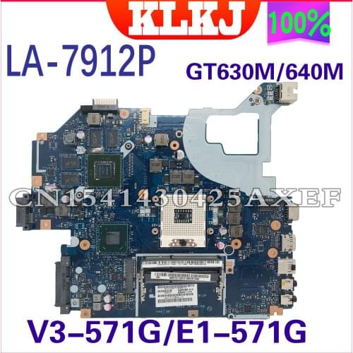 KLKJ Q5WVH LA-7912P Laptop Motherboard For ACER Aspire V3-571G E1-571G Original Mainboard HM77 GT630M