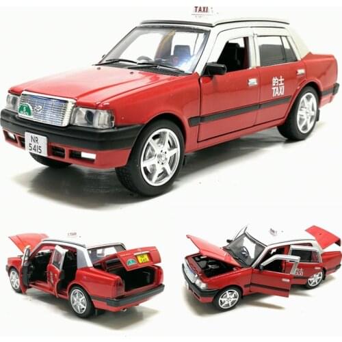 1/32 Toyota Crown HongKong Taxi Diecast Car Model Taxi Toys With Sound Lighting Pull Back For Kids Gifts Toys
