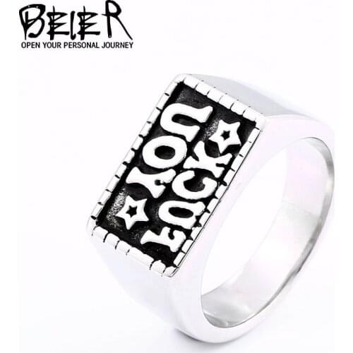 BEIER Hip Hop stainless steel Punk rock letter ring fashion party unique jewelry for man women wholesale drop shipping BR8-661