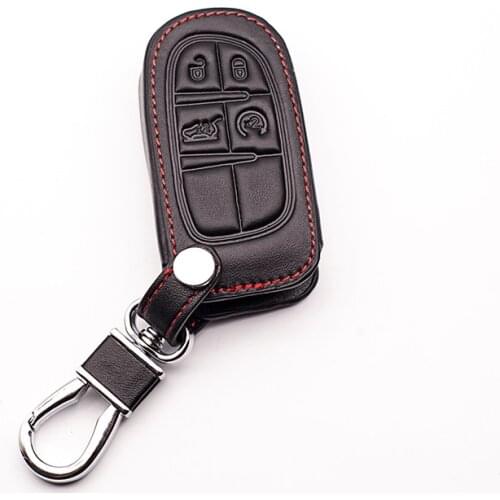 The latest design leather car key keyboard cover for Jeep Traitor 2014 2015 Grand Cherokee Chrysler 300C for Fiat Key cases