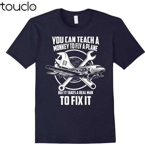 New Men T Shirt Fashion Men Brand Fitness Slim Fit Airplane Mechanic T-Shirt - Real Man Fix Plane Tee Shirt Printer