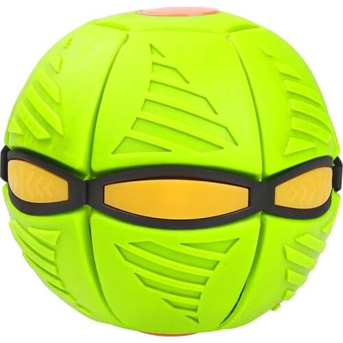 Flat Deformation Ball Flying Saucer Shape Glowing Toy Outdoor Bouncing Ball With Light Rebound Bouncing Ball Outdoor Toy Blue