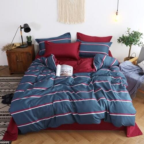 Bed Linen 1Pcs Duvet Cover Soft Plaid Stripes Quilt Cover Polyester Cotton Bedclothes 150x200cm/180x220cm/200x230cm 220x240cm