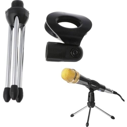 Folding Adjustable Desktop Handheld Mic Microphone Clip Holder Stand Tripod A-1 B85B