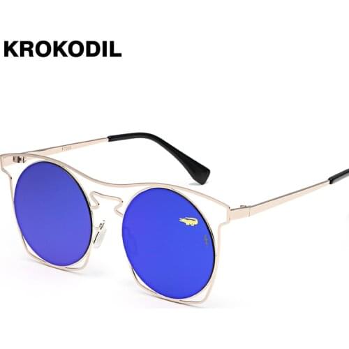 Krokodil Sunglasses Women Oval Fashion Female Retro Reflective Mirror Sunglasses men Famous Brand Designer Oculos de sol 7005