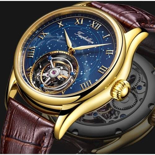 AESOP Special Tourbillon Watch Mens Mechanical Watches Starry Sky Pattern 2021 New Clock Gift for Friends relogio masculino