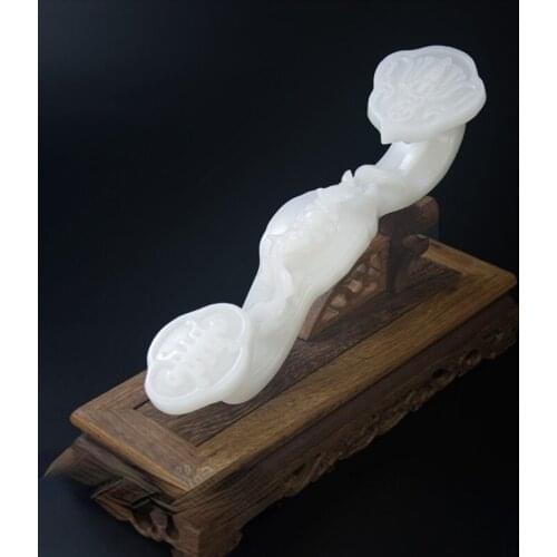 TOP GOOD office home Mascot efficacious Talisman Money Drawing Fortune WHITE JADE RUYI FENG SHUI Sculpture statue
