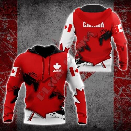 PLstar Cosmos Canada Flag National Emblem 3D Printed Hoodies Sweatshirts Zip Hooded For Man/Woman Casual Streetwear Style-C26