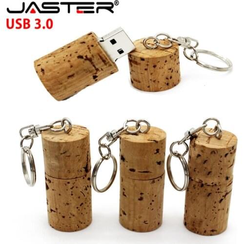 JASTER USB 3.0 Wooden cork USB flash drive wood bottle plug pendrive USB 64gb/32gb/16gb/8gb/4gb with keychain Logo customized