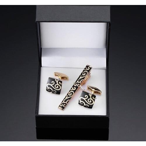 The high-end jewelry brand Cufflinks Tie Clip Mens Suit shirt Cufflinks tie clip gold pattern cufflinks, classic high-end gift s