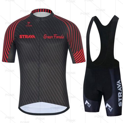 Cycling Jersey Set 2021 STRAVA Short Sleeve Racing Bike Clothes Summer MTB Bicycle Cycling Clothing Men Quick Dry Cycling Set