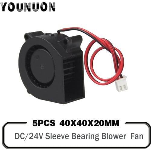 5Pcs/Lot YOUNUON DC 24V 40mm 40mmx20mm Sleeve Bearing 3D Printer Fan 4cm 40x40x20mm Turbo Blower Fan