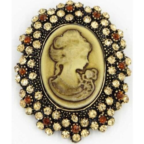 Wedding Party Queen Lady Vintage Victorian Design Cameo Bronze Brooch Pin U2JF