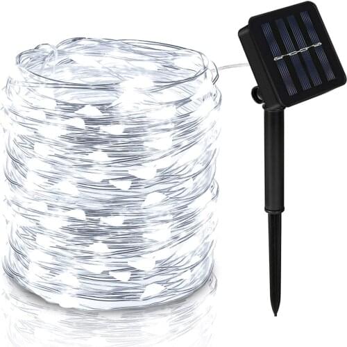 Yohencin White 10M 100pcs LED Waterproof Solar Decorative for Christmas Parties Garden Solar Fairy Lights Outdoor