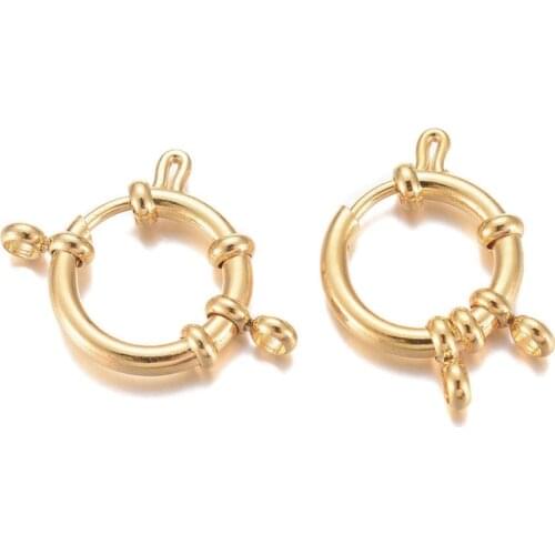 2pcs 304 Stainless Steel Spring Clasps Open Round Clasp Findings for jewelry making DIY Bracelet Necklace Accessories