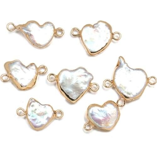 2021 New High Quality Heart-Shaped Gold Rim Pearl Connector for Bracelet Jewelry DIY Necklace Bracelet Accessories 9x20-10x22mm