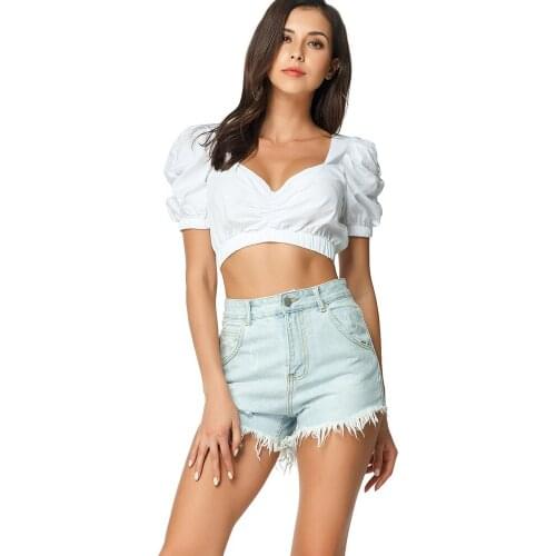 Women Summer Denim Shorts Female Plus Size Vintage Jeans Shorts High Waist Tassel Denim High Quality Wash Jeans Boyfriend